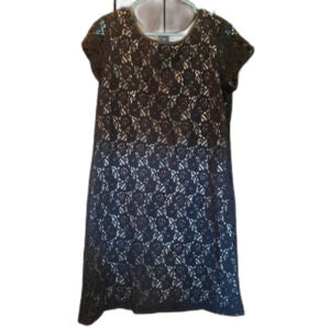 Ladies Emma & Michele Size 14 Black Lace with Nude Liner Dress